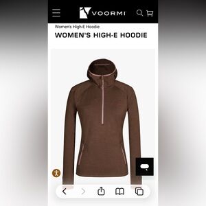 Voormi Women's Brown Merino Wool Hoodie with Pink Accents XL